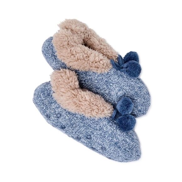 Women's Knit Fuzzy Faux Fur Printed Slipper Socks 2-Pack Shoe Size 4-10 - Picture 3 of 6